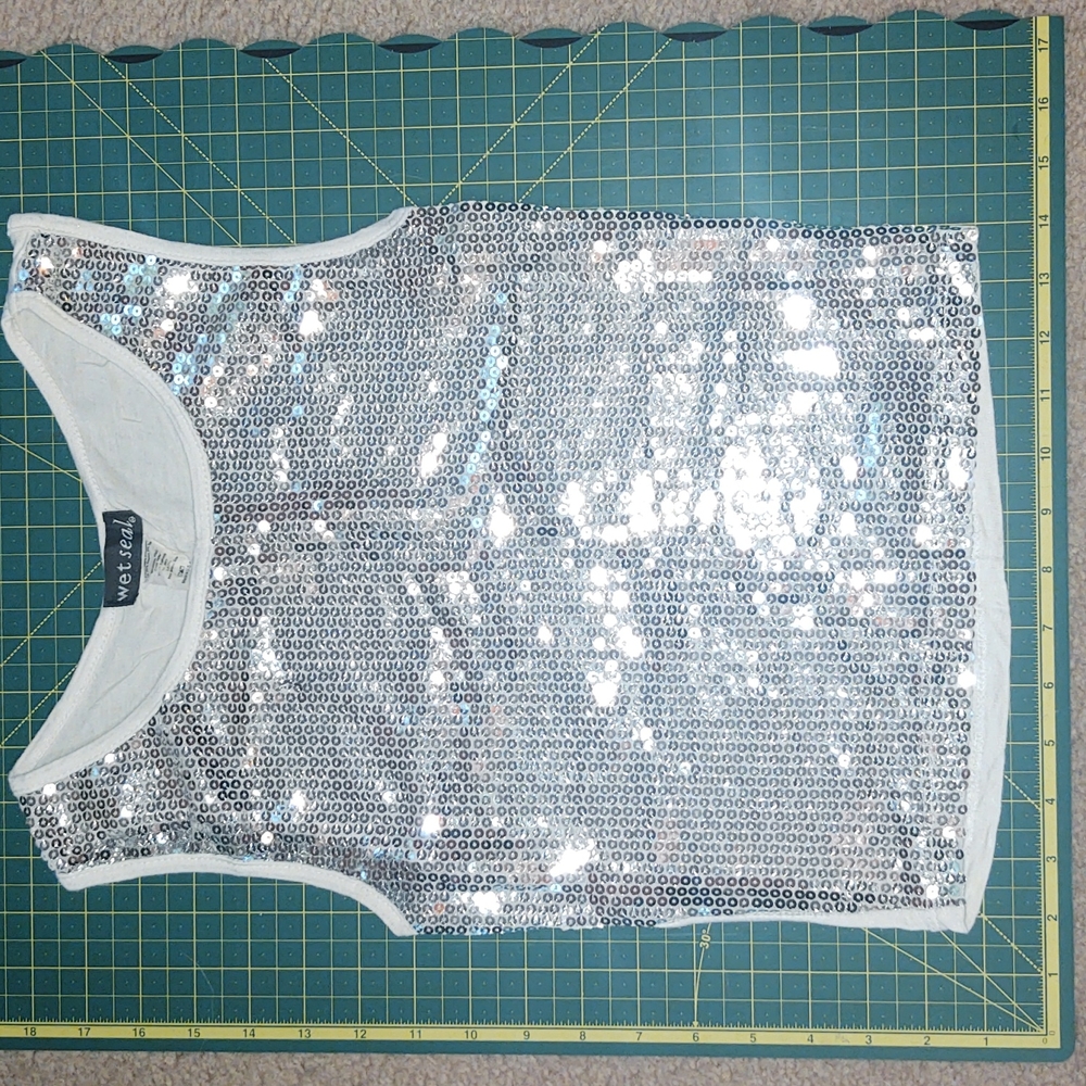 Silver sequin crop top